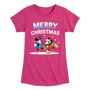 Girls' - Disney - Merry Christmas Fitted Short Sleeve Graphic T-Shirt - 1 of 4