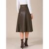 INSPIRE CHIC Women's Vintage High Waist A Line Faux PU Leather Midi Skirts - 4 of 4