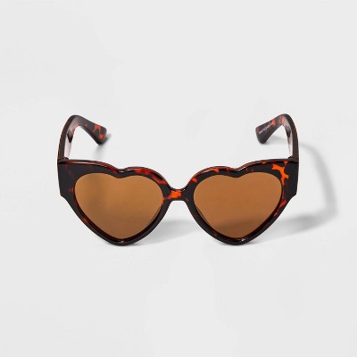 Girls&#39; Plastic Heart Sunglasses- Cat &#38; Jack&#8482; Brown