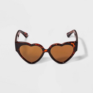 Girls' Plastic Heart Sunglasses- art class™ Brown - 1 of 4