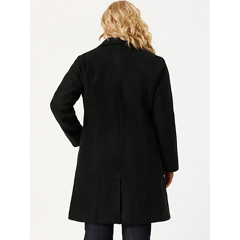 Agnes Orinda Women's Plus Size Winter Notched Lapel Single Breasted Pea Coat, 6 of 8