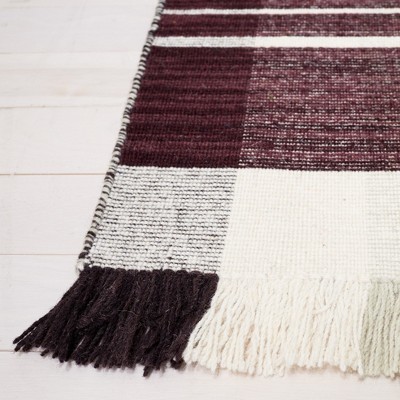 Ivory Stripe Kilim 9' x 12' Hand Woven Wool Area Rug