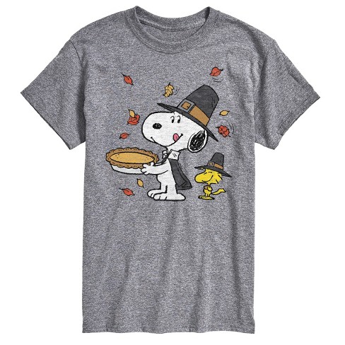 Men's - Peanuts - Snoopy and Woodstock Thanksgiving Pie Short Sleeve Graphic T-Shirt - image 1 of 4