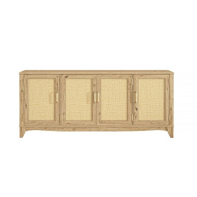 Home Essentials 70" Farmhouse Style Natural Wood Desktop TV Stand for TVs up to 75" Light Wood