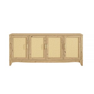 Home Essentials 70" Farmhouse Style Natural Wood Desktop TV Stand for TVs up to 75" Light Wood - 1 of 4