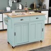Tramull Kitchen Cart with Drop-Leaf & Sliding Barn Door, 4-Wheel Mobile Island, 2 Drawers & Adjustable Shelf - 3 of 4