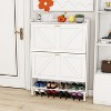 TIRAMISUBEST Sleek White Shoe Cabinet with Metal Flip Frame, Space-Saving Storage Solution for Entryway, Hallway, or Living Room - 2 of 4