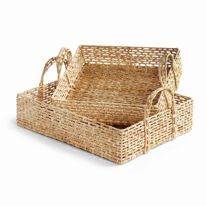 Plum & Post Juliet Abaca Nesting Rectangular Trays, Natural, Set of 2 - 1 of 4