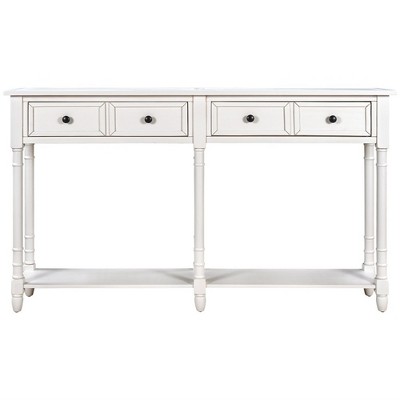 Solid Wooden Console Sofa Table, With 2 Drawers, Bottom Storage Shelves, Console Table, Easy Assembly, Farmhouse Console Sofa Table