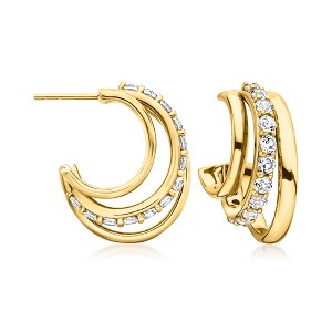 Ross-Simons 2.00 ct. t.w. White Topaz Convertible Multi-Hoop Earrings in 18kt Gold Over Sterling - 1 of 4