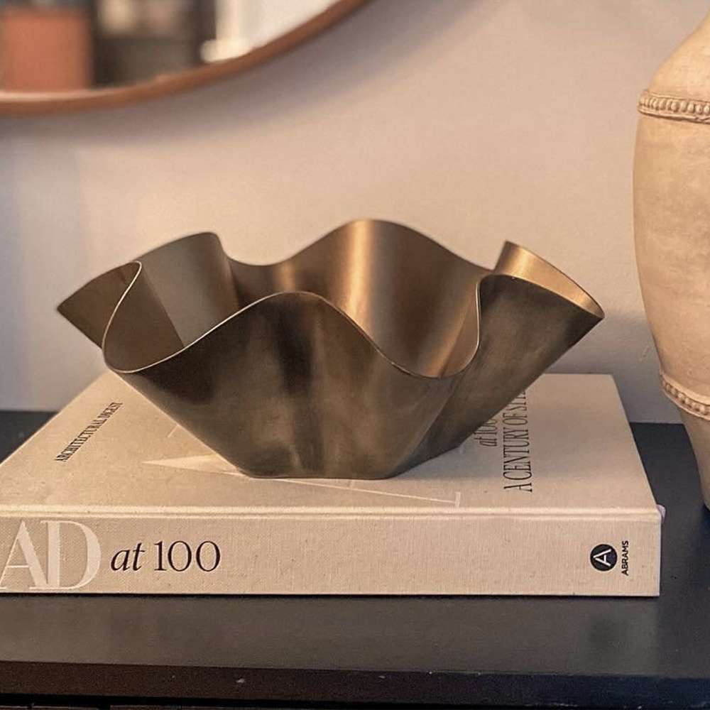 user image by @homewithshom, Metal Wavy Bowl Gold - Threshold™ designed with Studio McGee: Aluminum, Curved Design, Tabletop Accent Piece