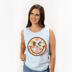 Simply Sage Market S.W.Smiley Groovy Floral Outline Garment Dyed Tank - 1 of 3