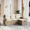 vidaXL Garden Sofa Set Beige Poly Rattan, Steel, Polyester Large Modular - 2 of 4