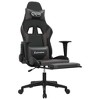 vidaXL Massage Gaming Chair with Footrest Black&Gray Faux Leather - 3 of 4