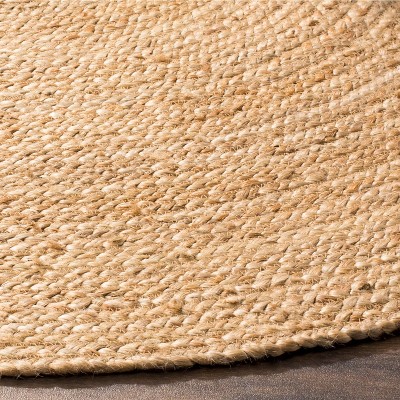 Natural Jute 5' Round Flat Woven Area Rug