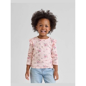 The Children's Place Baby Girls Long Sleeve Floral Pointelle Flutter Top - 1 of 4