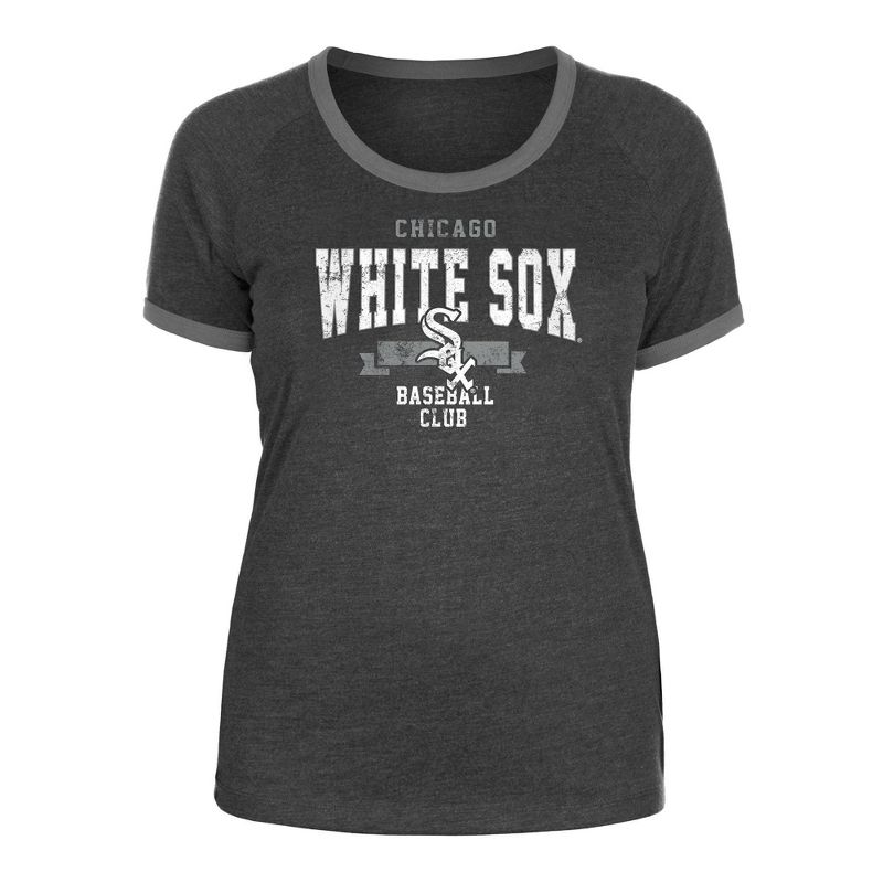 MLB Chicago White Sox Women&#39;s Heather Bi-Blend Ringer T-Shirt, 1 of 7
