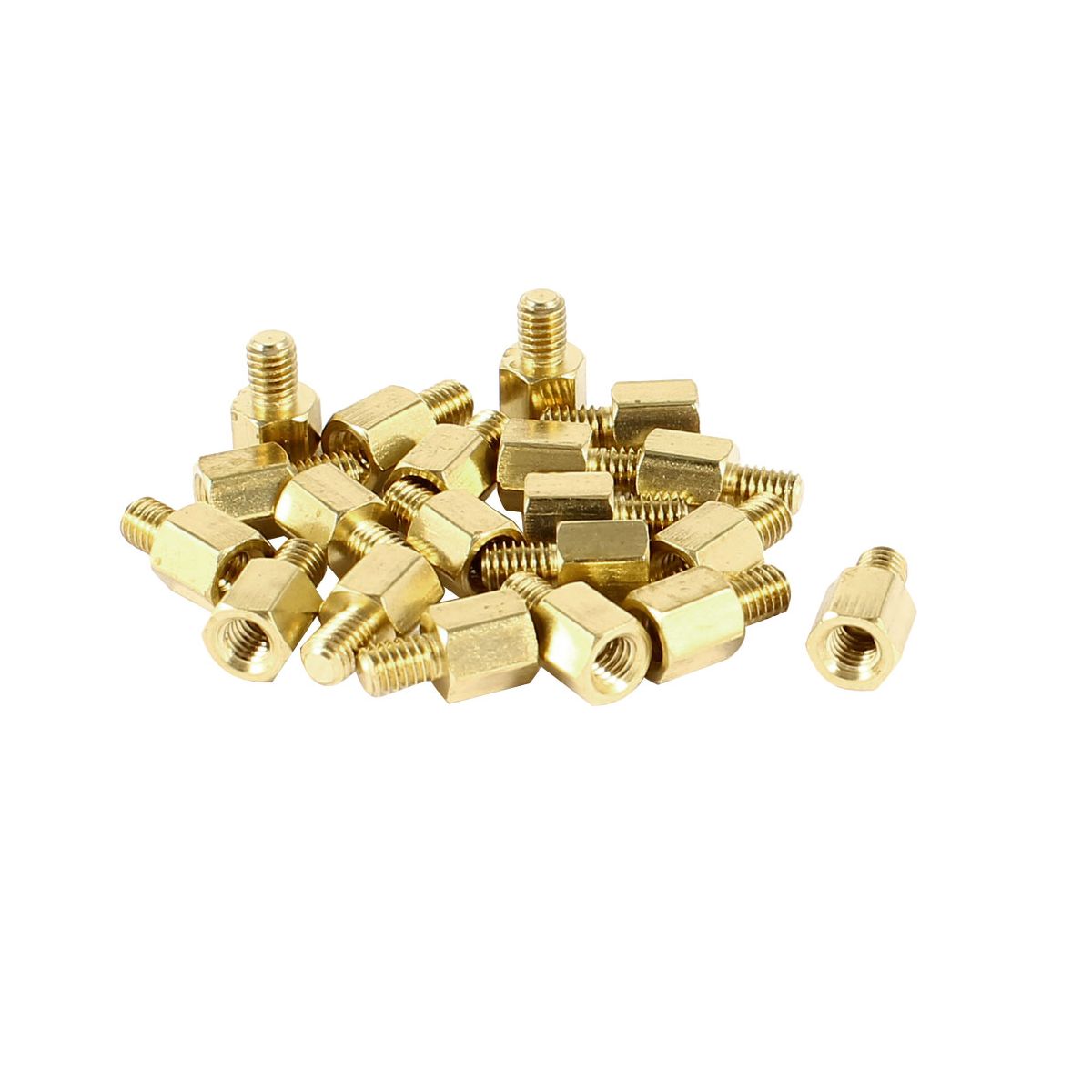 Unique Bargains Brass Durable Corrosion Resistant High Strength Standoff Hexagonal Spacer Gold 20 Pcs