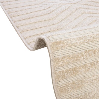 Beige Geometric Flat-Woven Outdoor Rug, 5' x 8', Reversible and Washable