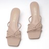 Kitten Heels for Women Square toe Flipflop heels 2 Inch Sandals for Beach Summer Black/Nude - 2 of 4