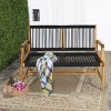 Tangkula 2-Person Outdoor Acacia Wood Bench Patio Loveseat Rope Bench Turquoise/Black - 2 of 4