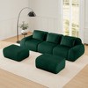 114" U-Shaped Modular Sofa Flannelette 3-Seater Ottoman Buckle No Assembly Green - 3 of 4
