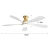 52 Inch Smart Ceiling Fan with Remote Control & Light 5 Reversible Blades APP Control Voice Control Adjustable 3-color LED Light Bedroom Ceiling Fan - 4 of 4