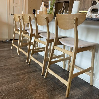 Set Of 2 24 Gavin Natural Frame Counter Height Barstools Light Beige Christopher Knight Home Upholstered Rubberwood Legs Target