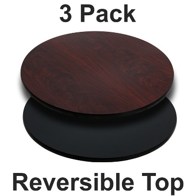 Mahogany and Black 24'' Round Laminate Table Top Set