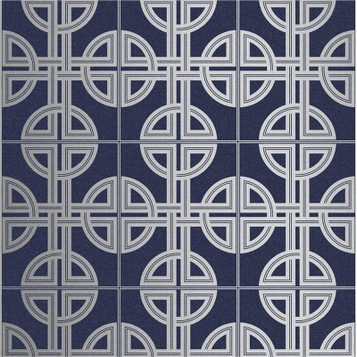 Lattice Sky Blue and Silver Geometric Paste the Wall Wallpaper