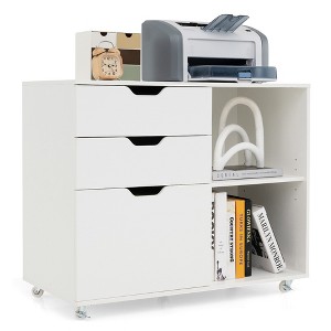Tangkula 3-Drawer Mobile File Cabinet w/ Open Adjustable Storage Shelf for Home Office - 1 of 4