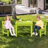 Costway 3PCS Kids Table & 2 Chairs Set Outdoor Heavy-Duty All-Weather Activity Table Set - 2 of 4