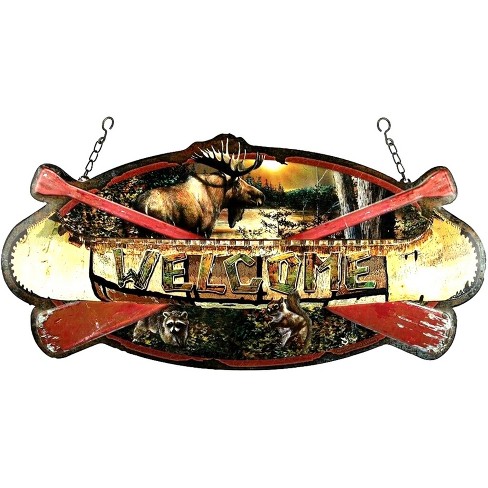 Rivers Edge Welcome Canoe Hanging Metal Sign : Target