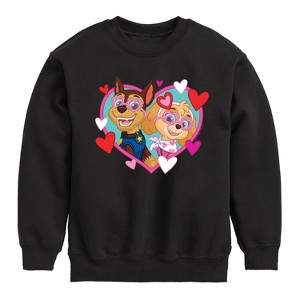 Boys' - Paw Patrol - Chase Sky Hearts Graphic Long Sleeve Fleece Sweatshirt - 1 of 4