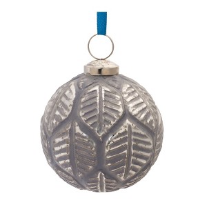 Etched Leaf Glass Ball Ornament (Set of 6) - 1 of 3