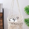 Mewoofun Pet Beds Hanging Cat Hammock and Swing for Indoor Cats, Brown, 18.8"*18.8"*47.2" - 2 of 4