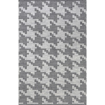 Nuloom Resi Striped 8x10 Indoor/Outdoor Area Rug for Living Room Patio Deck Front Porch Kitchen, Dark Grey/Ivory