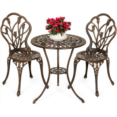 Best Choice Products 3-Piece Cast Aluminum Patio Bistro Furniture Set w/ Antique Finish - Copper