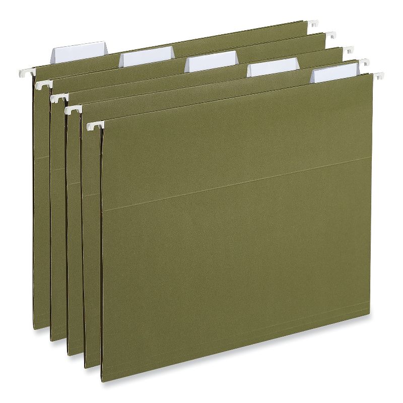 UNIVERSAL Hanging File Folder Plastic Index Tabs 1/5 Tab Cut 2 1/4" Tab Clear 25/Pack 42215, 3 of 5