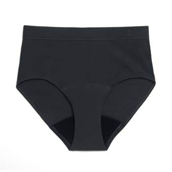 Thinx Women's Cotton Lace All Day Briefs - Black 2x : Target
