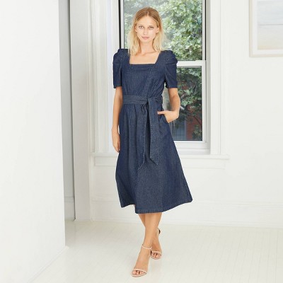 denim dress belted