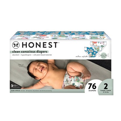 Image of The Honest Company Clean Conscious Disposable Diapers Oh Gingersnap! & Four Woof Drive - Size 2 - 76ct
