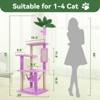 Modern Multicoloured 600 GSM Soft Plush Cat Tree Pet Tower with Sisal Post and Hanging Ball, Fake Real Leaves - 2 of 4