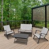 Four Seasons Courtyard Novara 4 Piece Steel Folding Outdoor Conversation Set with 2 Folding Chairs, 1 Loveseat, and 1 Table, Tan/Espresso - image 4 of 4