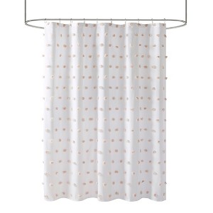 Gracie Mills Albert Polka Dots Casual Shower Curtain with All over pom pom - 1 of 4