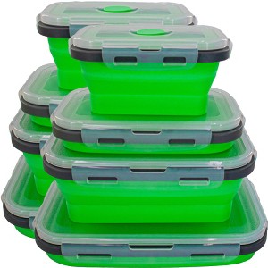 5 Star Super Deals Collapsible Stackable Food Storage Containers Silicone, Portable, Leak Proof, Airtight Lunch Boxes, & Space Saving 8pc - 1 of 4