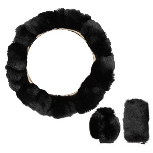 Unique Bargains Car Steering Wheel Cover with Handbrake Cover Gear Shift Cover Set - 1 of 4