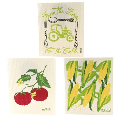 Swedish Dish Cloth 7.75" Farm To Table Corn Tomato Eco Friendly  -  Dish Cloth