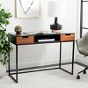 Vance 2 Drawer 1 Shelf Desk - DSK5013 - Black/Brown - Safavieh - 2 of 4