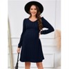 BLUEMING Maternity Rib-Knit Contour Dress - V-Neck Long Sleeve Mid-Length Dress for Baby Celebrations & Autumn Gatherings - 2 of 4